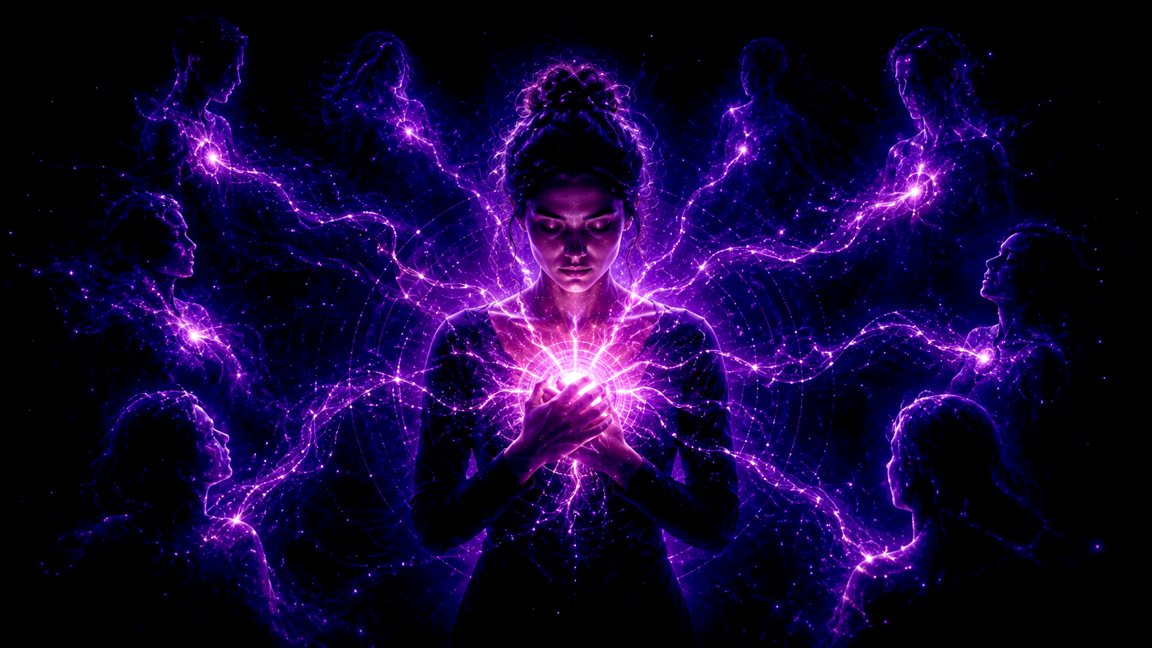 Personne hypersensible captant les émotions des autres sous forme de flux lumineux.