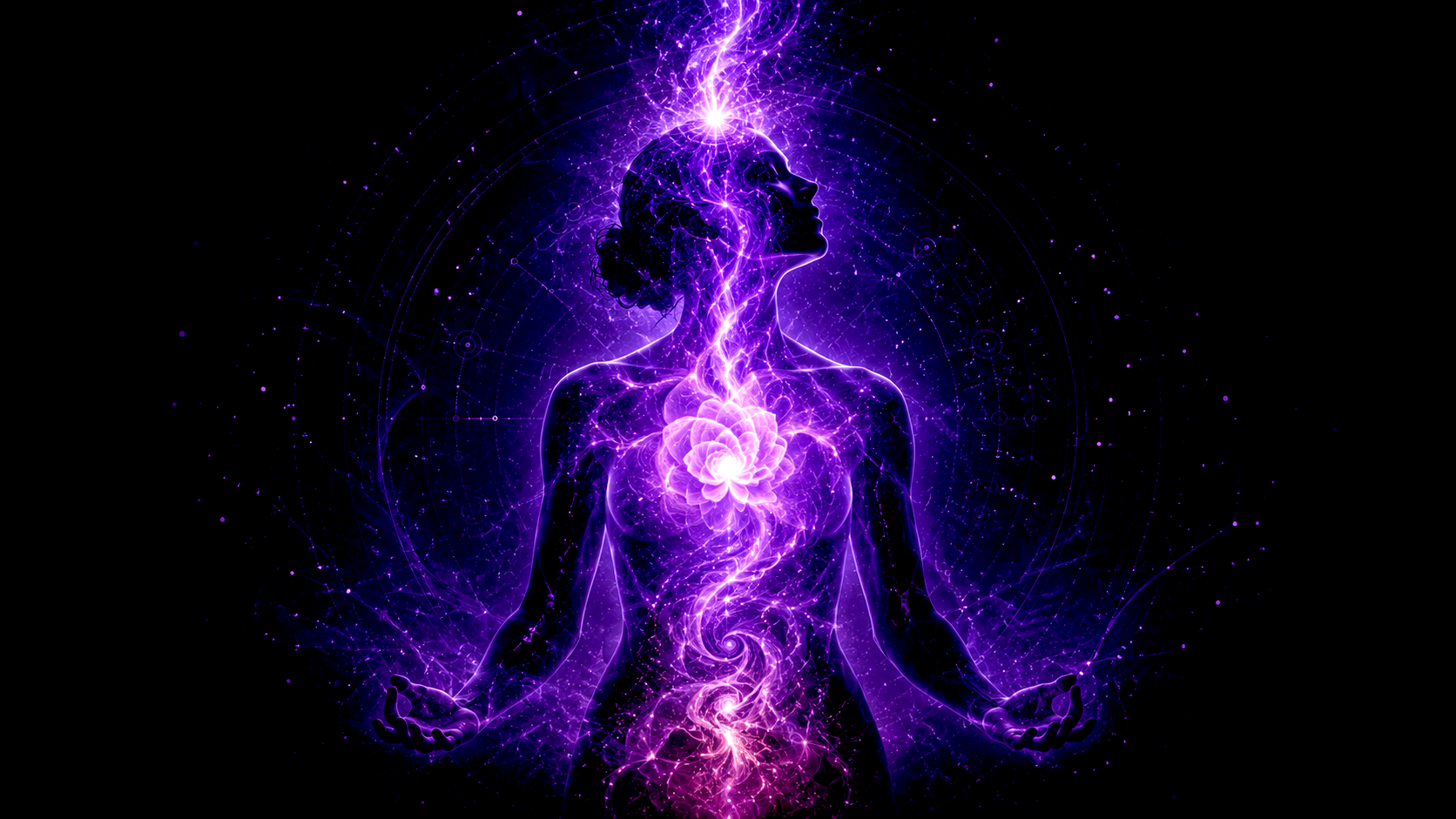 Silhouette lumineuse représentant les émotions qui montent dans le corps d’une personne hypersensible.